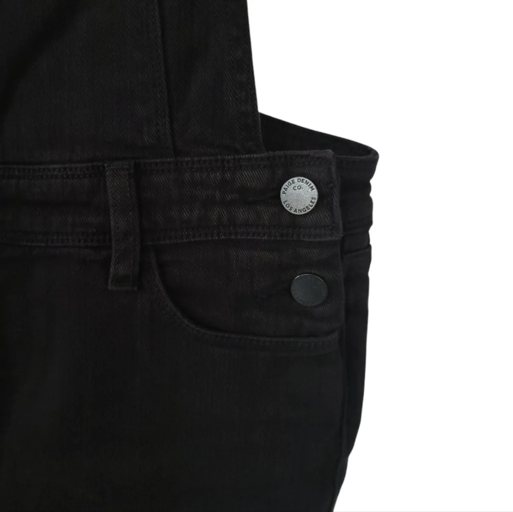 PAIGE Sierra High Waist Denim Overalls Vintage Black 24 ASO Olivia Palermo - Picture 9 of 16